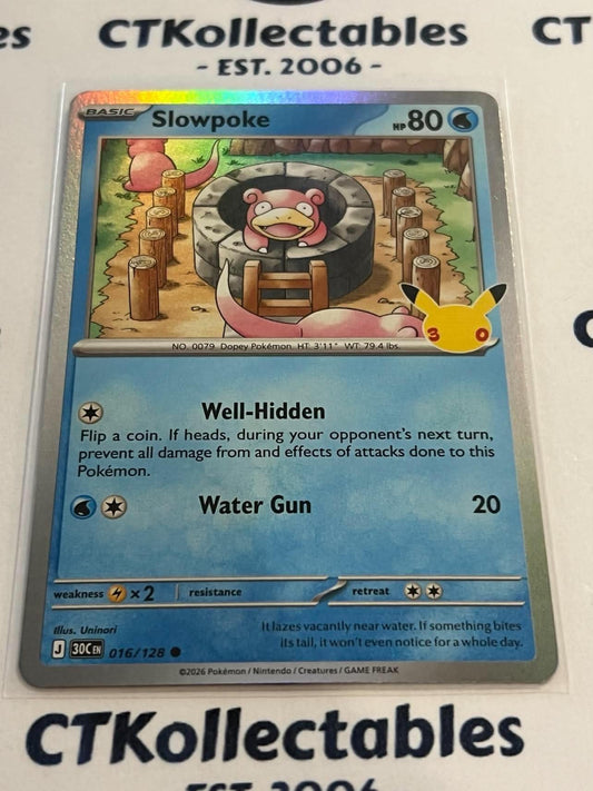 Slowpoke 016/128 Holo Foil ENG 30th Anniversary Celebration Pokemon TCG