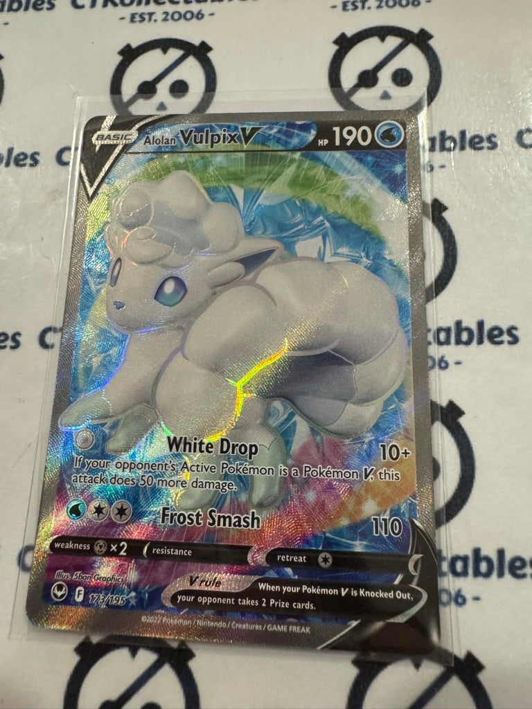 Alolan Vulpix V #173/195 Full Art Secret Rare Silver Tempest Pokémon C ...