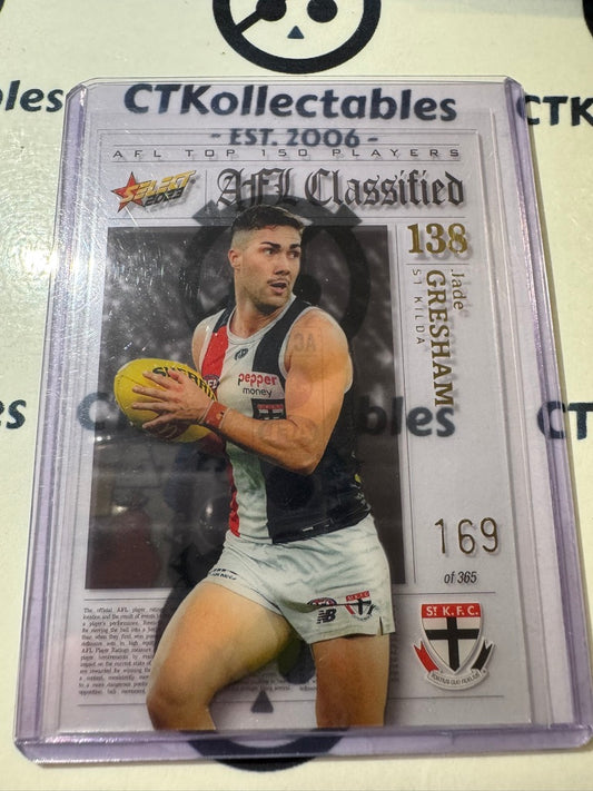 2023 AFL Footy Stars Jade Gresham AC138 Classified #169/365 Saints