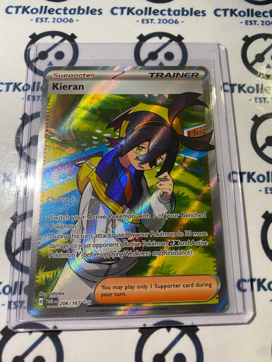 Kieran Trainer Full Art #164/167 Twilight Masquerade Pokemon Card