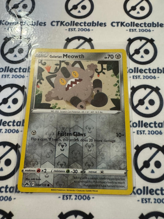 Galarian Meowth Reverse Holo #084/159 Crown Zenith Pokémon Card