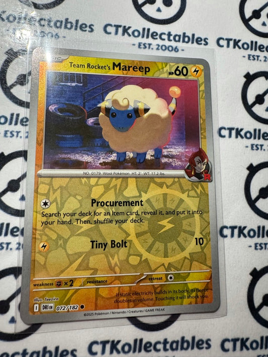 Team Rocket's Mareep Scarlet & Violet Destined Rivals #072/182 Reverse Holo