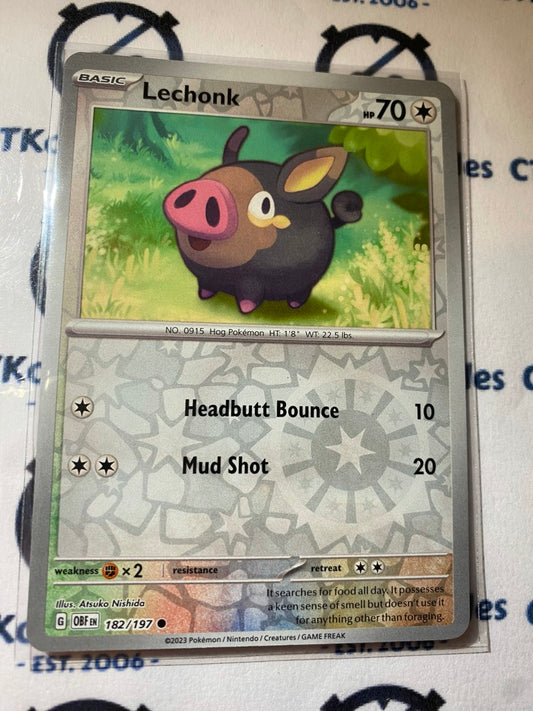 Lechonk Reverse Holo #182/197 2023 Obsidian Flames Pokemon Card