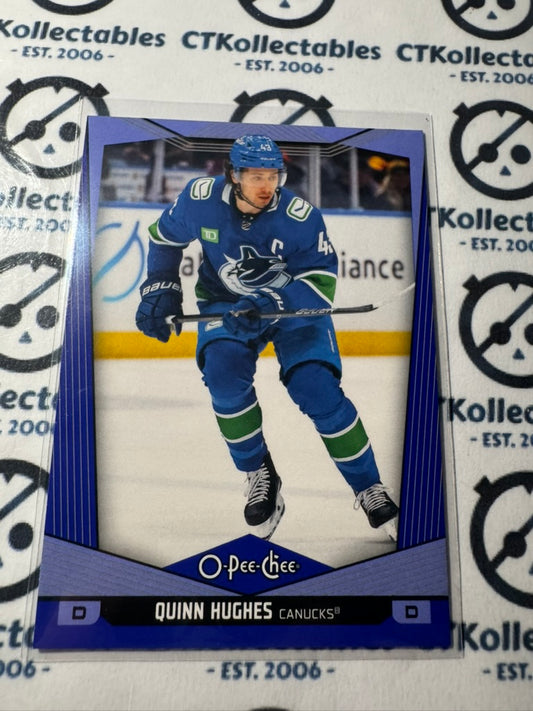 2024-25 O-Pee-Chee Hockey BLUE BORDER #207 Quinn Hughes Vancouver Canucks