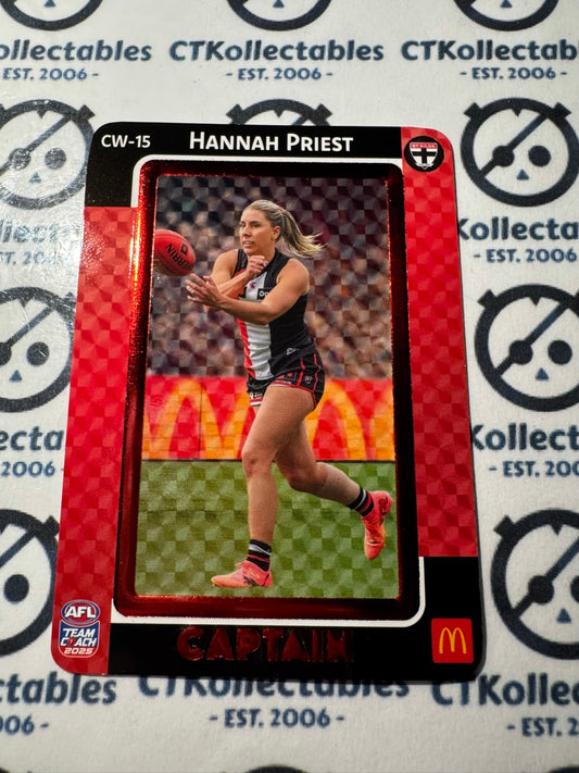 2025 AFLW Teamcoach Maccas Captain RED - Hannah Priest CW-15 Saints