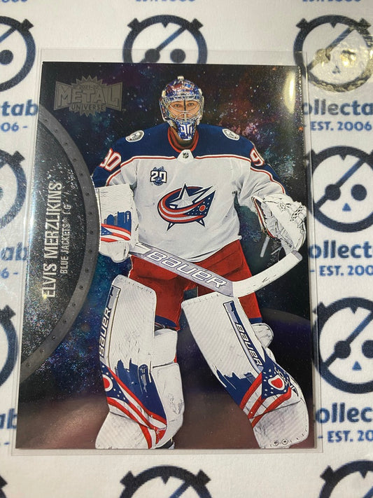 2021/22 Skybox NHL Metal Universe Base Elvis Merzlikins Goalie #44 Blue Jacket