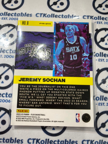 2022-23 NBA Panini FLUX Freshman Year Silver Prizm Jeremy Sochan #8 Spurs