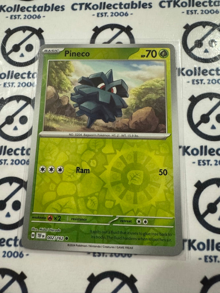 Pineco Reverse Holo Scarlet & Violet Temporal Forces # 002/162 Pokemon