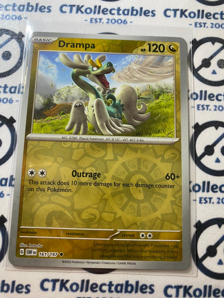 Drampa Reverse Holo #161/197 2023 Obsidian Flames Pokemon Card