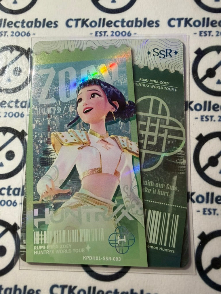 Zoey Trading Card SSR Foil KPop Demon Hunters 2026 Kayou Huntrx Golden Outfit