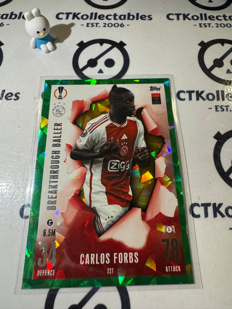2023-24 TOPPS MATCH ATTAX BREAKTHROUGH BALLER CARLOS FORBS EMERALD #227