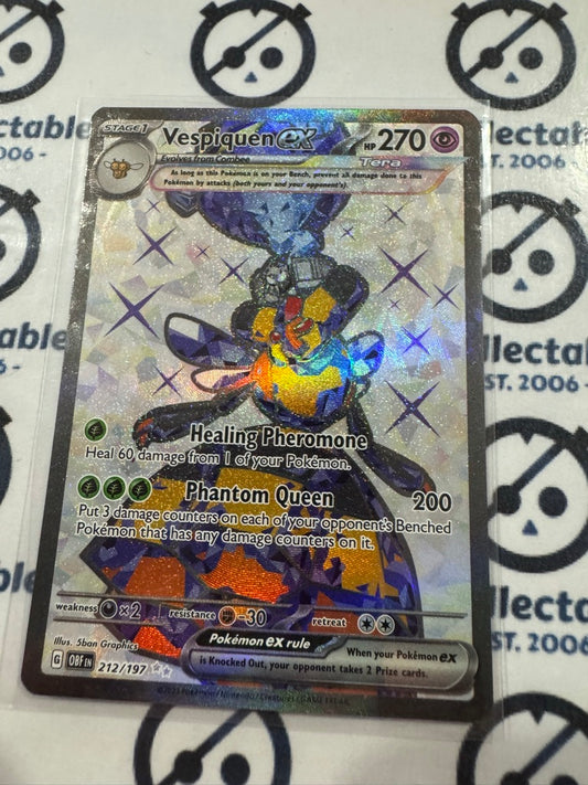 Vespiquen Ex Full Art Secret Rare #212/197 Obsidian Flames Pokemon Card