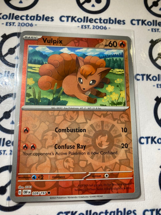 Vulpix Reverse Holo #028/197 2023 Obsidian Flames Pokemon Card