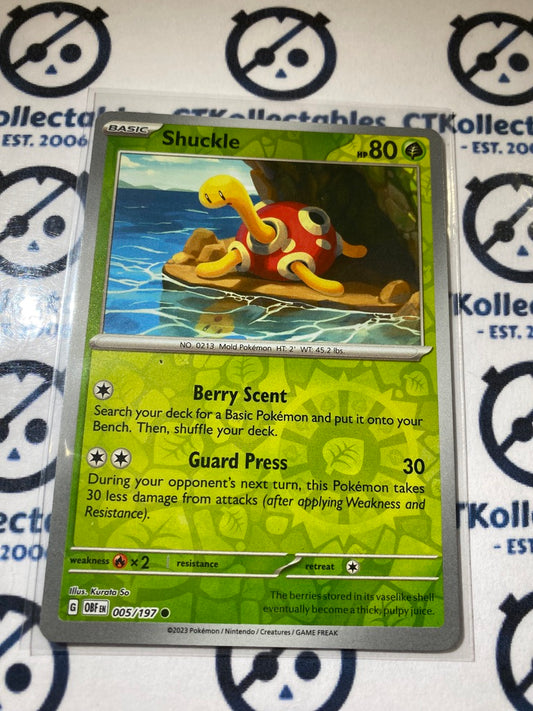 Shuckle Reverse Holo #005/197 2023 Obsidian Flames Pokemon Card