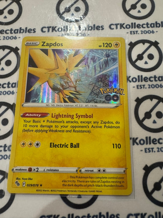 Zapdos Holo Rare #029/078 2022 Sword & Shield Pokemon Go Pokemon Card