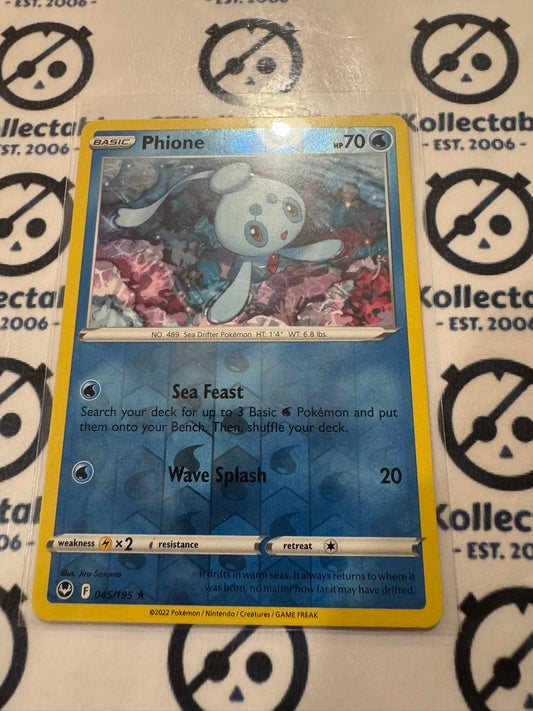 Phione Reverse Holo #045/195 2022 Sword & Shield Silver Tempest Pokemon Card