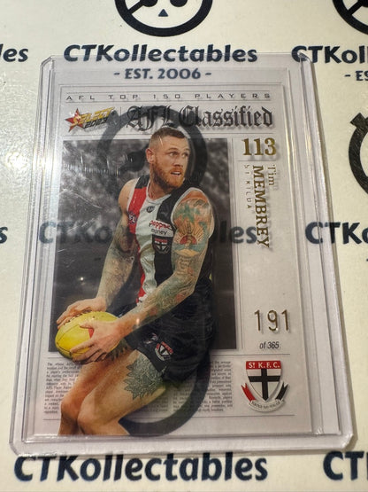 2023 AFL Footy Stars Tim Membrey AC113 Classified #191/365 Saints