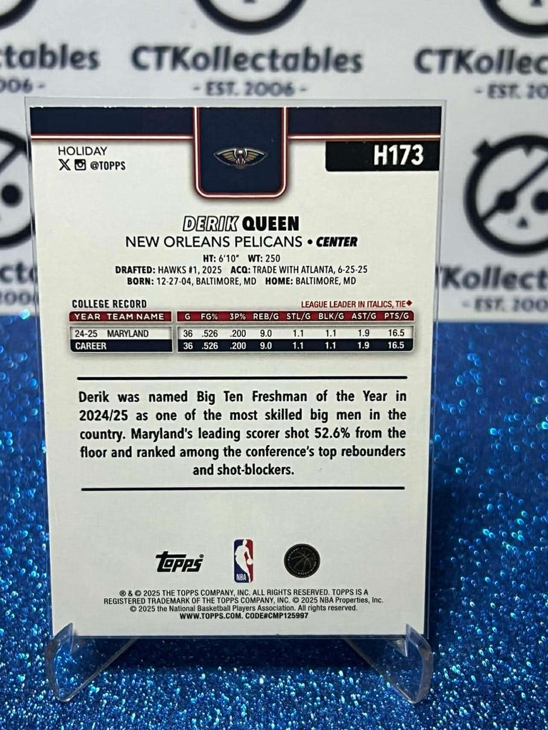 2025-26 Topps Holiday NBA #H173 Derik Queen New Orleans Pelicans RC