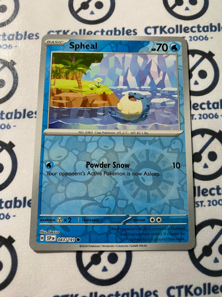 Spheal Reverse Holo #043/191 Surging Sparks Pokémon TCG 2024