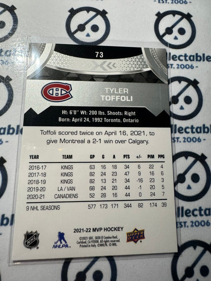 2021-22 UPPER DECK MVP Tyler Toffoli Silver Script #73 Canadiens
