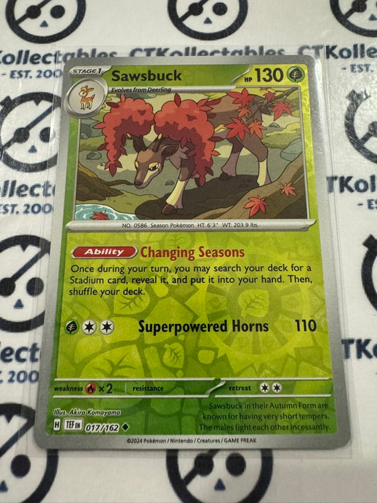 Sawsbuck Reverse Holo Scarlet & Violet Temporal Forces # 017/162 Pokemon