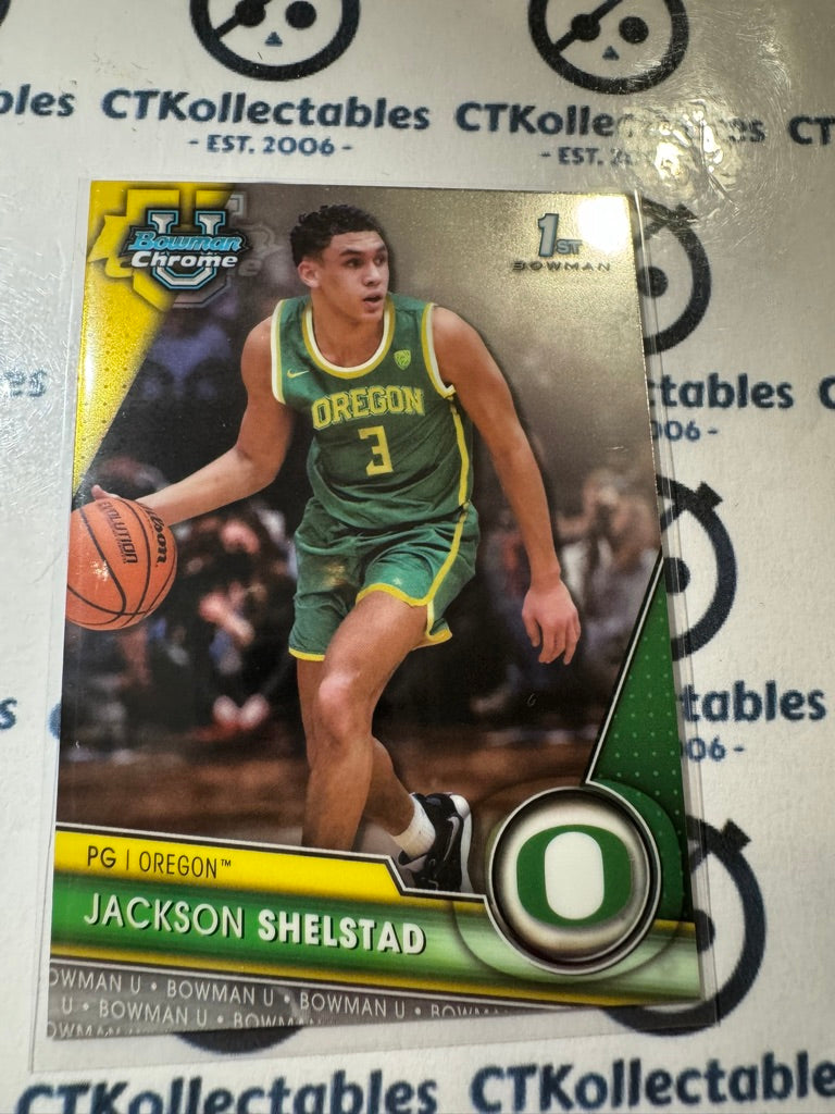 2023/24 Bowman Chrome University Jackson Shelstad #65 1st Bowman