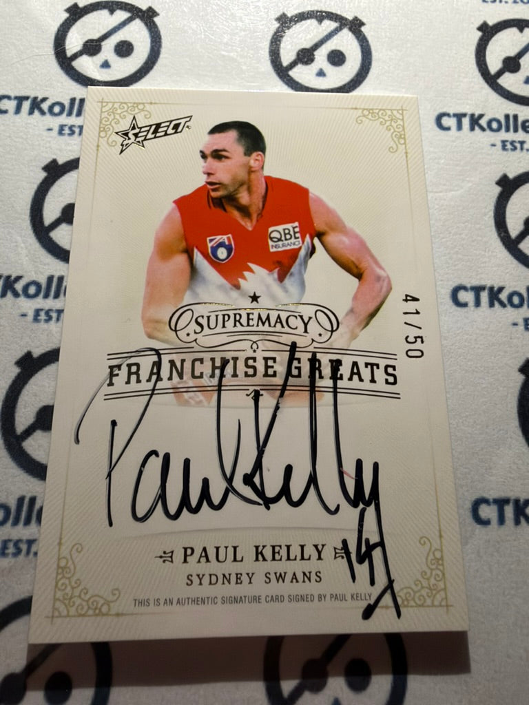 2024 AFL Supremacy Paul Kelly Franchise Greats Signature #41/50 FGS32 Swans