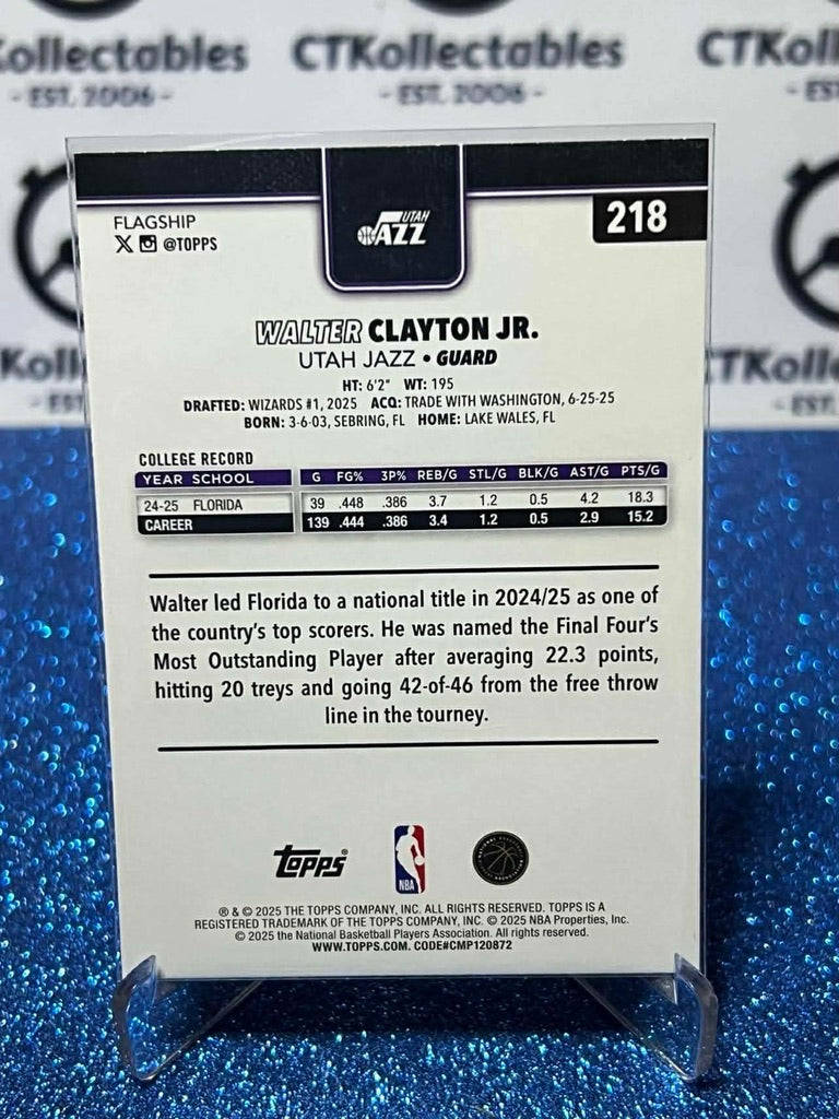 2025-26 Topps Flagship Rookie card #218 Walter Clayton Jr. Utah Jazz RC