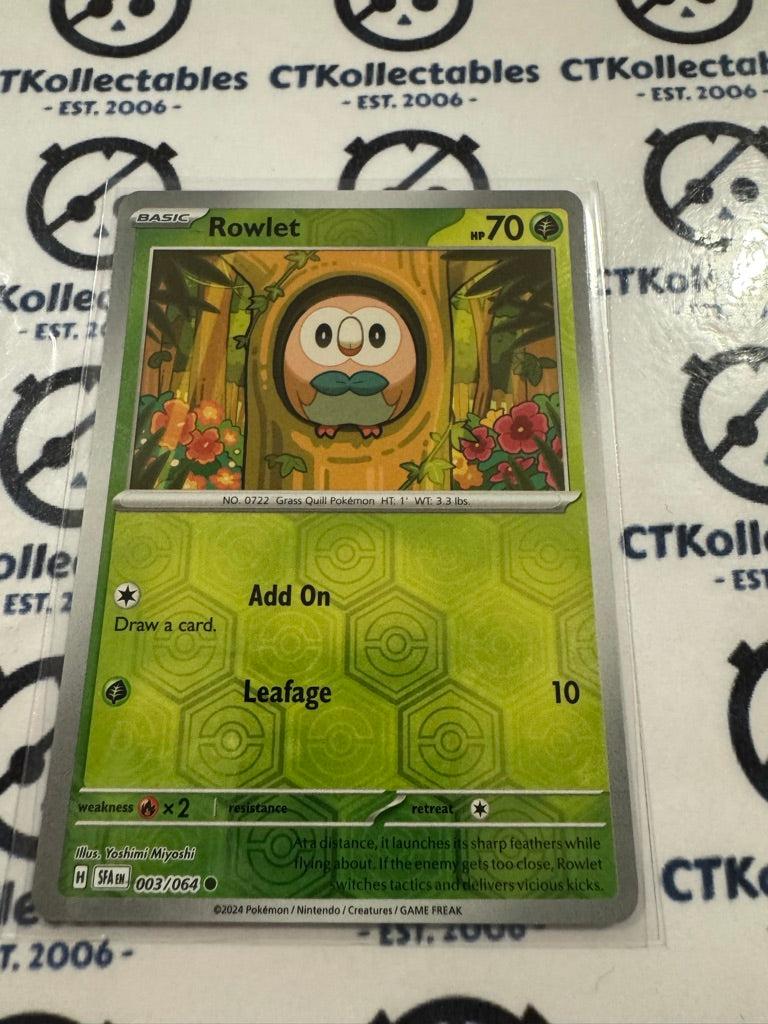 Rowlet Reverse Holo #003/064 2024 Shrouded Fable Pokemon TCG