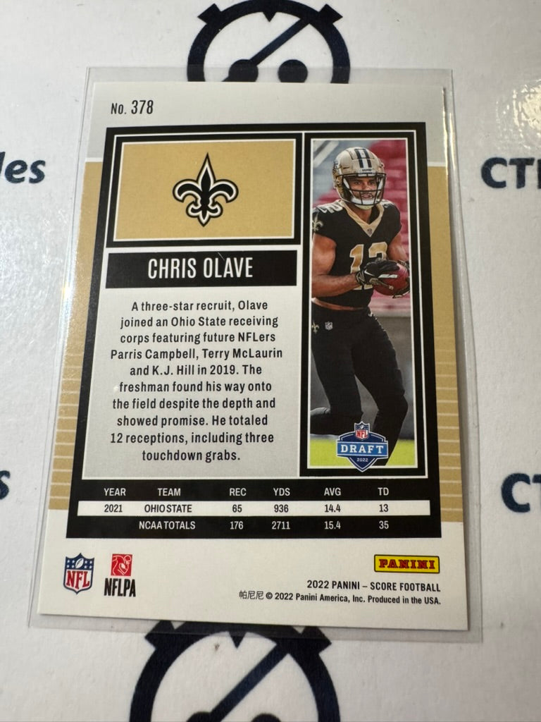 2022 NFL Score Gold #378 Chris Olave Rookie card Saints