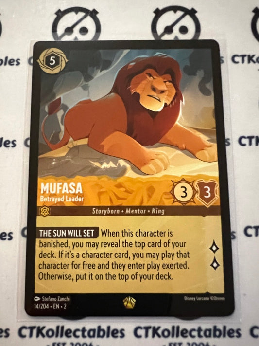 2024 Disney Lorcana Floodborn Non-Foil #14 Mufasa, Betrayed Leader – Legendary