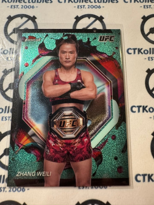 2024 UFC Topps Finest Zhang Weili Aqua Glitter Refractor #296 Strawweight Rare