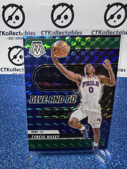 2024-25 Panini Mosaic Give and Go Green Prizm # 12 Tyrese Maxey 76ers