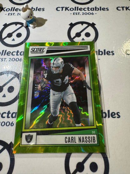 2022 PANINI NFL SCORE CARL NASSIB GREEN ELECTRIC #98/99 RAIDERS