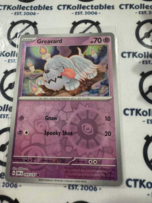 Greavard Reverse Holo #099/197 2023 Obsidian Flames Pokemon Card