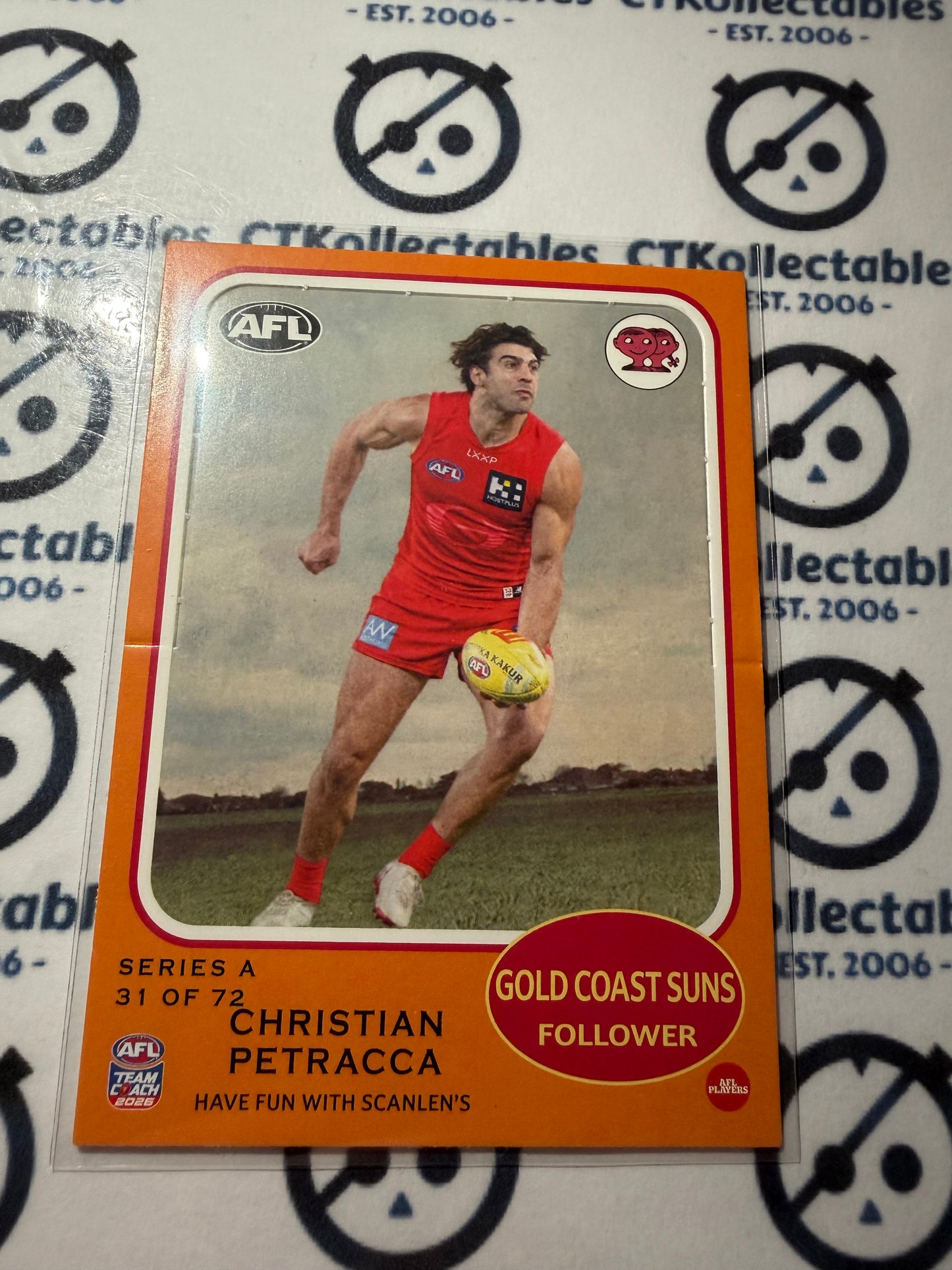 2026 Teamcoach AFL Scanlens Die-Cut Christian Petracca 31 of 72 Suns