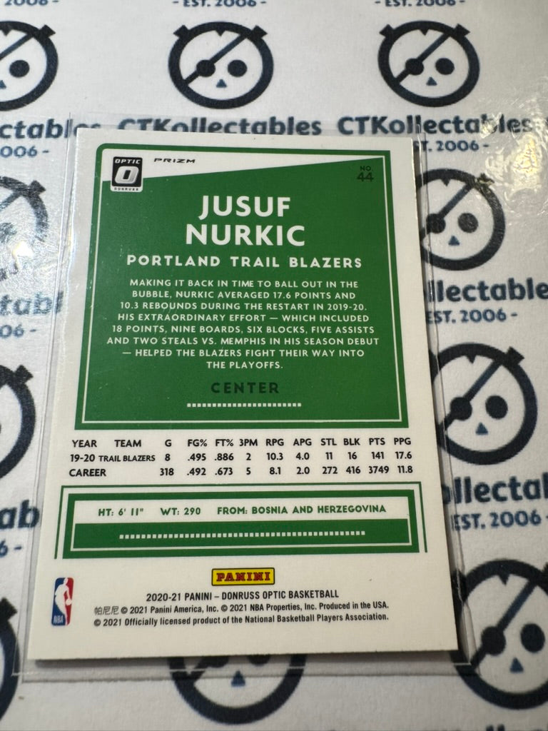 2020-21 NBA Donruss Optic Jusuf Nurkic Purple Shimmer Prizm #44 Portland