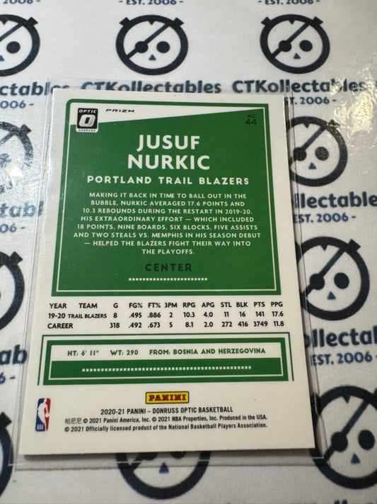 2020-21 NBA Donruss Optic Jusuf Nurkic Purple Shimmer Prizm #44 Portland