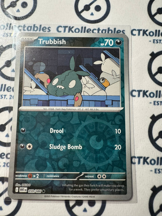Trubbish Reverse Holo Scarlet & Violet White Flare #059/086 Pokemon