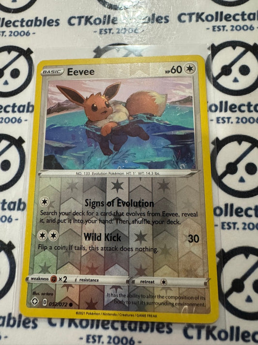 Eevee #052/072 Reverse Holo Shining Fates Pokemon Card