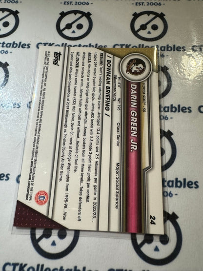 2023/24 Bowman Chrome University Darin Green Jr. #24 Pink Refractor