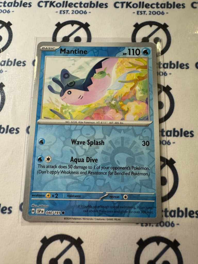 Mantine Reverse Holo #040/191 Surging Sparks Pokémon TCG 2024