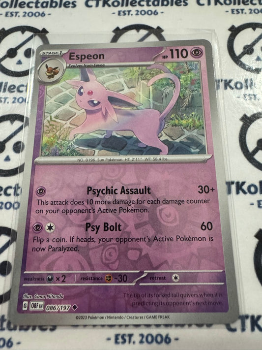 Espeon Reverse Holo #086/197 2023 Obsidian Flames Pokemon Card