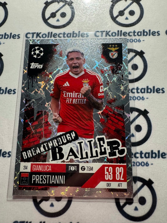 24/25 TOPPS MATCH ATTAX Gianluca Prestianni Breakthrough Baller #214