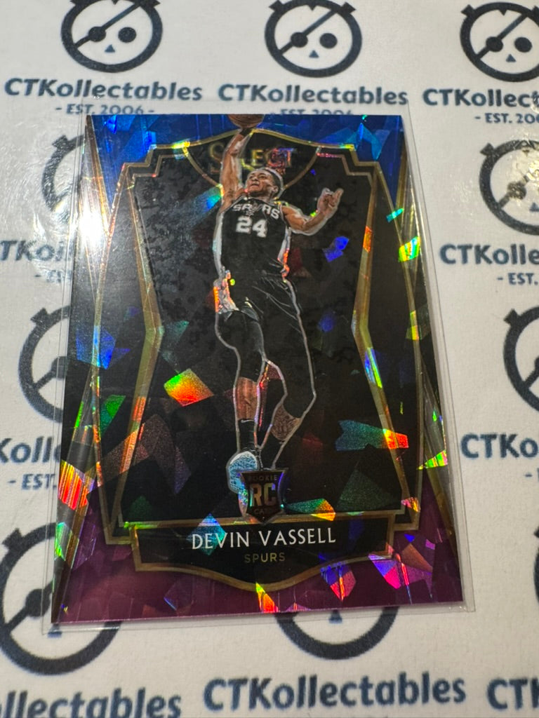 2020-21 Panini NBA Select Devin Vassell Blue Purple Cracked Ice Premier Level RC