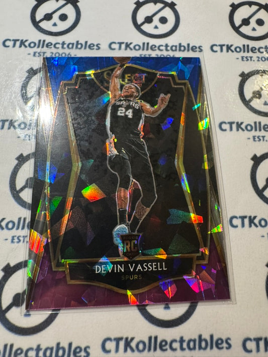 2020-21 Panini NBA Select Devin Vassell Blue Purple Cracked Ice Premier Level RC
