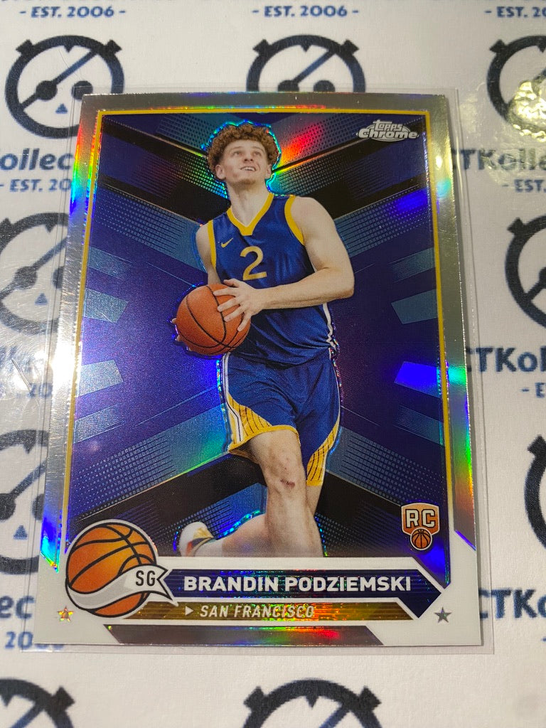 2023/24 Topps NBA Chrome Brandin Podziemski Rookie RC Silver Refractor #190