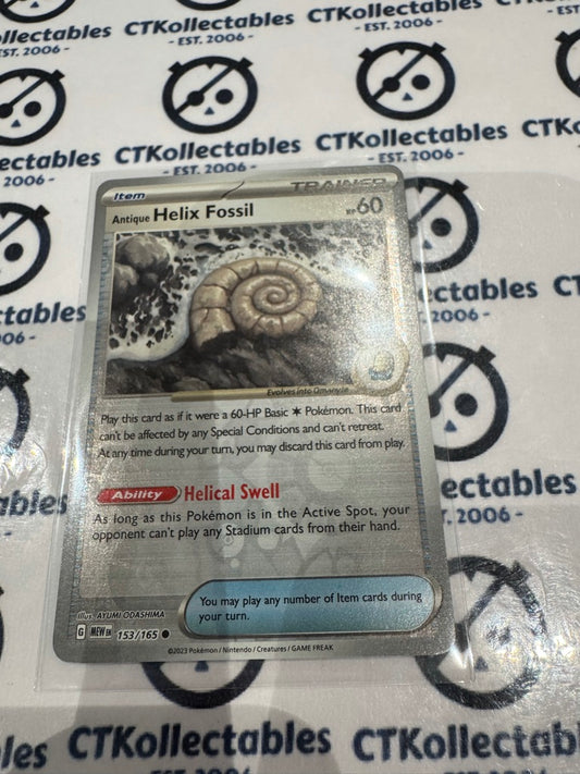 Antique Helix Fossil Reverse Holo #153/165 Scarlet & Violet 151 Pokemon Card
