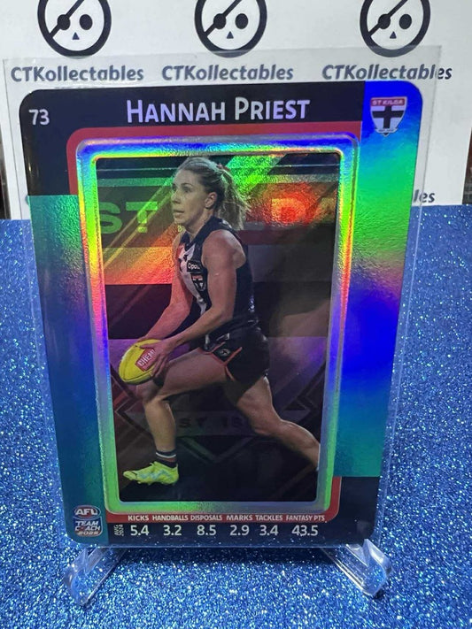 2025 AFLW TEAMCOACH HANNAH PRIEST BLUE PARALLEL #73 SAINTS