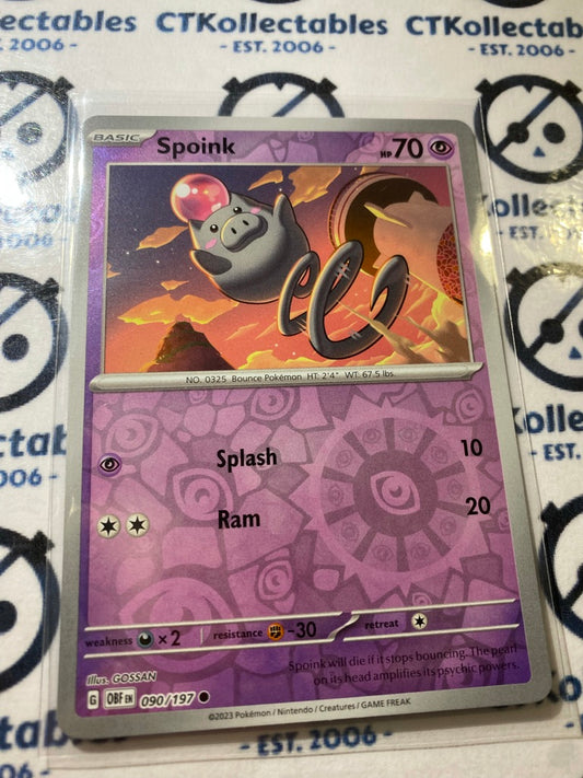 Spoink Reverse Holo #090/197 2023 Obsidian Flames Pokemon Card